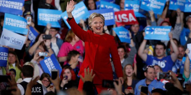 U.S. Democratic presidential nominee Hillary Clinton addresses supporters at the Grand Valley State University Fieldhouse in Allendale, Michigan November 7, 2016. REUTERS/Rebecca Cook