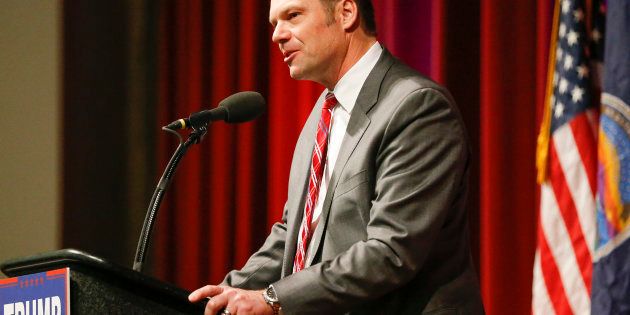 Kansas Secretary of State Kris Kobach, in a March 2016 file image, is joining the transition team for incoming President Donald Trump, saying on Thursday, Nov. 10, 2016, that he planned to help Trump reverse President Obama's immigration policies. (Fernando Salazar/Wichita Eagle/TNS via Getty Images)