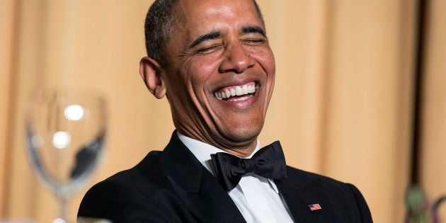 U.S. President Barack Obama laughs at a joke during the White House Correspondents' Association Dinner in Washington May 3, 2014. REUTERS/Joshua Roberts (UNITED STATES - Tags: POLITICS MEDIA ENTERTAINMENT SOCIETY PROFILE TPX IMAGES OF THE DAY)