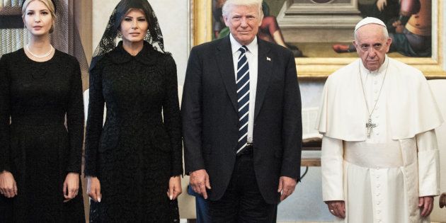 VATICAN CITY, VATICAN - MAY 24: President of United States of America Donald Trump and Wife Melania Trump meet Pope Francis, on May 22, 2017 in Vatican City, Vatican. (Photo by (Photo by Vatican Pool - Corbis/Corbis via Getty Images)