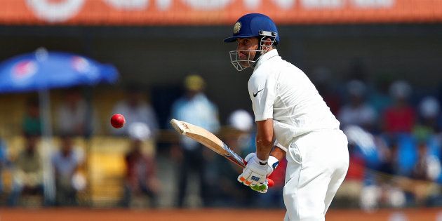 India's Gautam Gambhir at the third test match against New Zealand at the Holkar Cricket Stadium in Indore.
