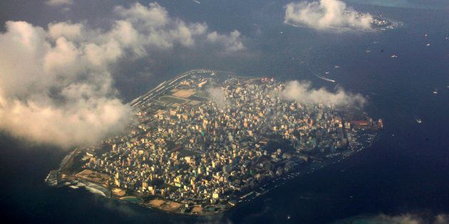 Aerial view of Maldives capital Male.