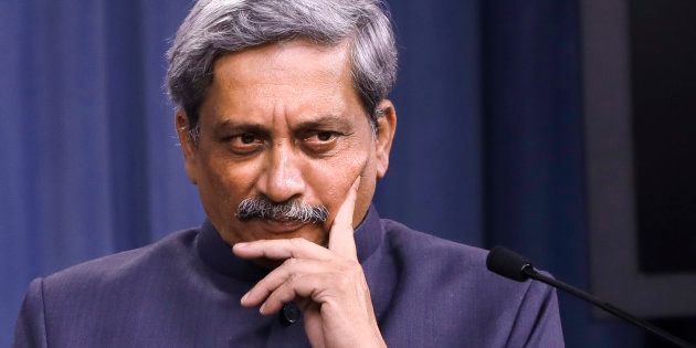 Defence Minister Manohar Parrikar during a news conference at the Pentagon on 29 August 2016. (AP Photo/Jacquelyn Martin)