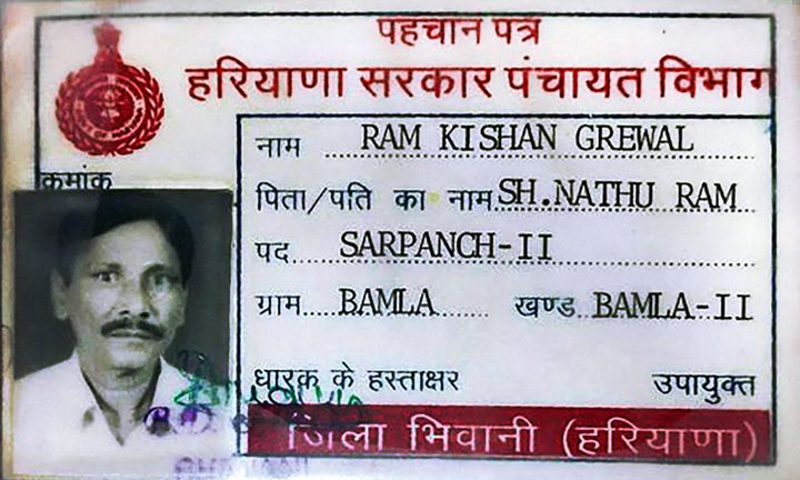 New Delhi: **File** Identity card of 70-year-old ex-serviceman Ram Kishan Grewal who allegedly committed suicide over One Rank, One Pension scheme in New Delhi.PTI Photo(PTI11_2_2016_000288B)