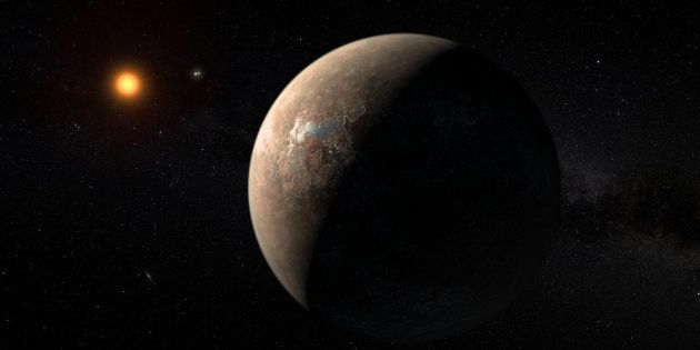 Artists impression of the planet Proxima b orbiting the red dwarf star Proxima Centauri the closest star to our solar system The double star Alpha Centauri AB is also seen in the image between the planet and Proxima Centauri