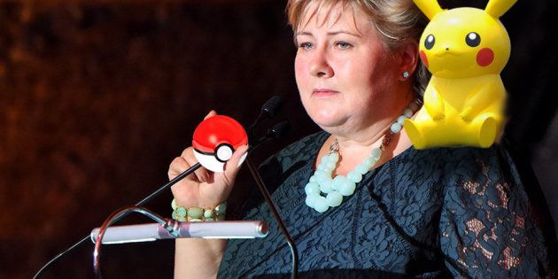 Erna Solberg dabbles in Pokemon.