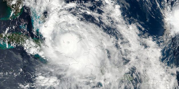 Hurricane Matthew is seen moving through the Bahamas in this image from the Visible Infrared Imaging Radiometer Suite (VIIRS) instrument aboard the NASA-NOAA Suomi NPP satellite taken at 2:30 p.m. EDT (1830 GMT) October 5, 2016. NOAA/NASA Goddard Rapid Response Team/Handout via REUTERS