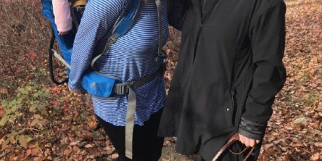 Margot Gerster poses for a photo with Hillary Clinton on a hiking trail in Chappaqua, New York on Nov 10 2016.