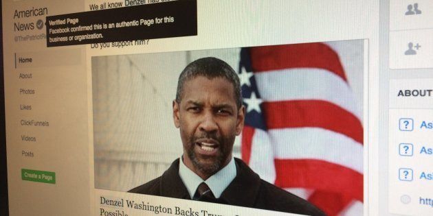 A fake news story about Denzel Washington was shared by a 'verified' Facebook page on Tuesday
