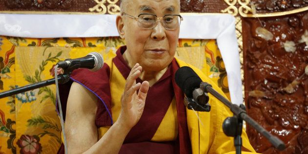 Tibet's exiled spiritual leader the Dalai Lama addresses those gathered at Buyant Ukhaa sport palace in Ulaanbaatar, Mongolia, November 20, 2016.
