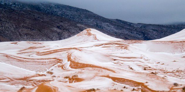  Snow in the Sahara Desert near the town of Ain Sefra, Algeria Snow in the Sahara Desert, Ain Sefra.