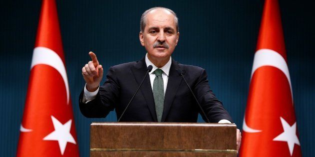ANKARA, TURKEY - FEBRUARY 20: Turkish Deputy Prime Minister Numan Kurtulmus gives a speech during a press conference as the cabinet meeting continues in Ankara, Turkey on February 20, 2017. (Photo by Mehmet Ali Ozcan/Anadolu Agency/Getty Images)