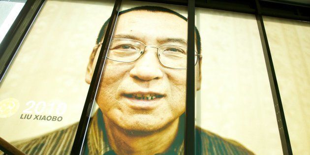 OSLO, NORWAY - OCTOBER 11: . A picture of the 2010 Nobel Peace Prize Laureate Liu Xiaobo is seen at The exhibition ?Be Democracy? at The Nobel Peace Center on October 11, 2014 in Oslo, Norway. (Photo by Ragnar Singsaas/Getty Images)