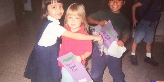 Karla Perez on her last day of pre-K with her first school friend.