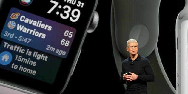 Apple Chief Executive Officer Tim Cook speaks at the Apple Worldwide Developer Conference in San Jose, California.
