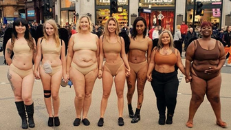 Seven women stood outside a Victoria's Secret in London to celebrate diversity.