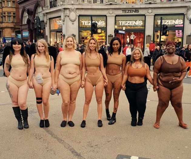 Leftist Idiots: These Women Posed 'Nude' In The Middle Of London To Make A Point About Victoria's Secret 5c13d07d24000033008c85e5