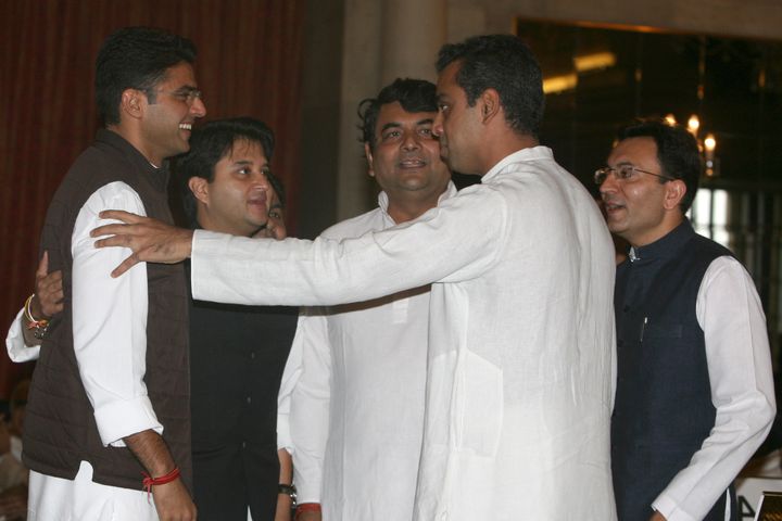 (From Left) Rajasthan Deputy Chief Minister designate Sachin Pilot, Jyotiraditya Scindia (Second from Left) and other younger generation Congress leaders in a file photo.