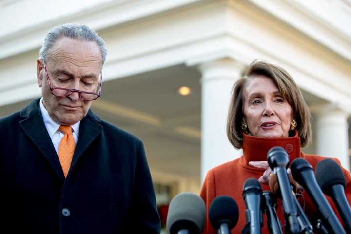 Senate Minority Leader Chuck Schumer (D-N.Y.) with Nancy Pelosi (D-Calif.), the current House minority leader and likely the next speaker of the House.