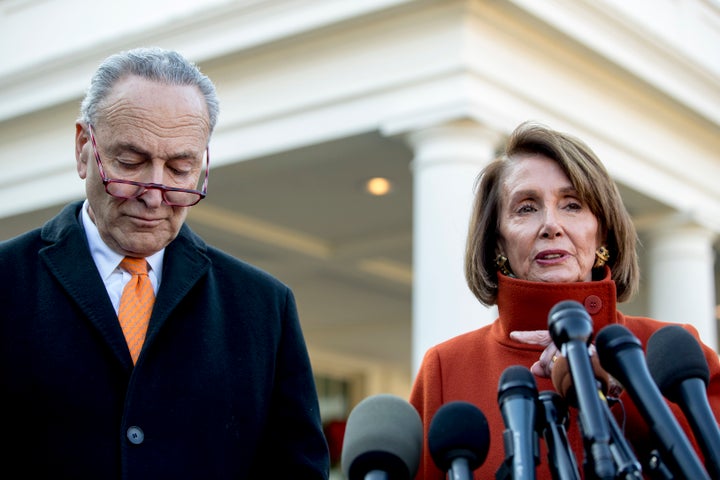 Senate Minority Leader Chuck Schumer (D-N.Y.) with Nancy Pelosi (D-Calif.), the current House minority leader and likely the next speaker of the House.