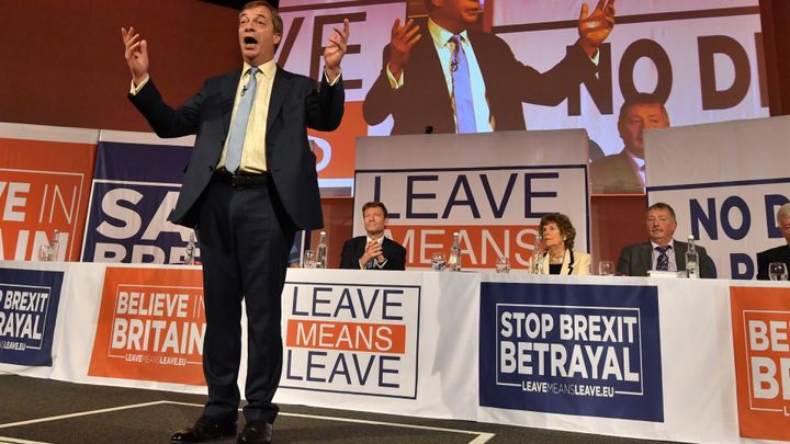 Nigel Farage at a Leave Means Leave rally on Friday 