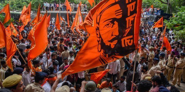Members of the Maratha community protest in Pune in August.