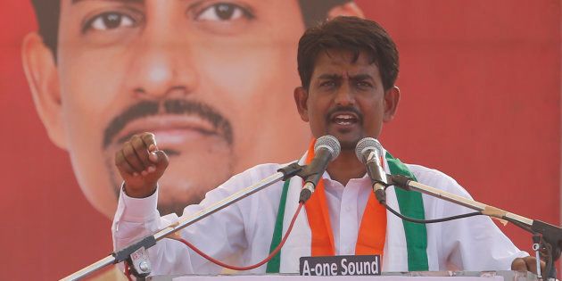 File Photograph of Congress MLA Alpesh Thakor at an address during a rally in Gandhinagar, India, in 2017.