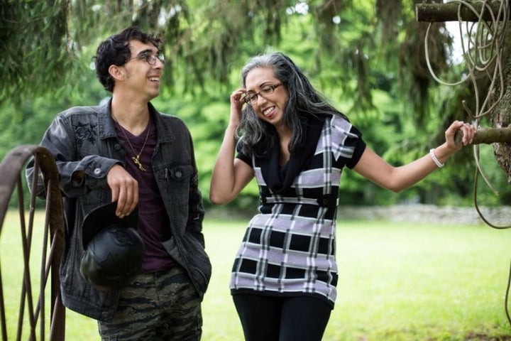 Michael Matt (left) and his biological mother, Gina Aparicio, share a moment exploring Osamequin Farm. 