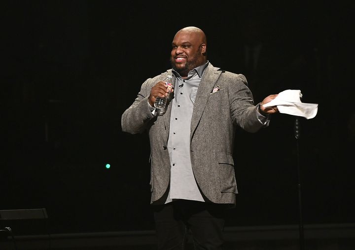 John Gray speaks at Lakewood Church on in February 2017 in Houston. After being criticized for giving a luxury SUV to his wife this year, he said that as long as what he does is “honorable, ethical and not illegal,” it’s nobody else’s business. 