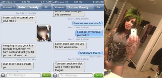 Torres allegedly sent the above messages (in grey) and photo to Tiffany Galvez when she was 17.