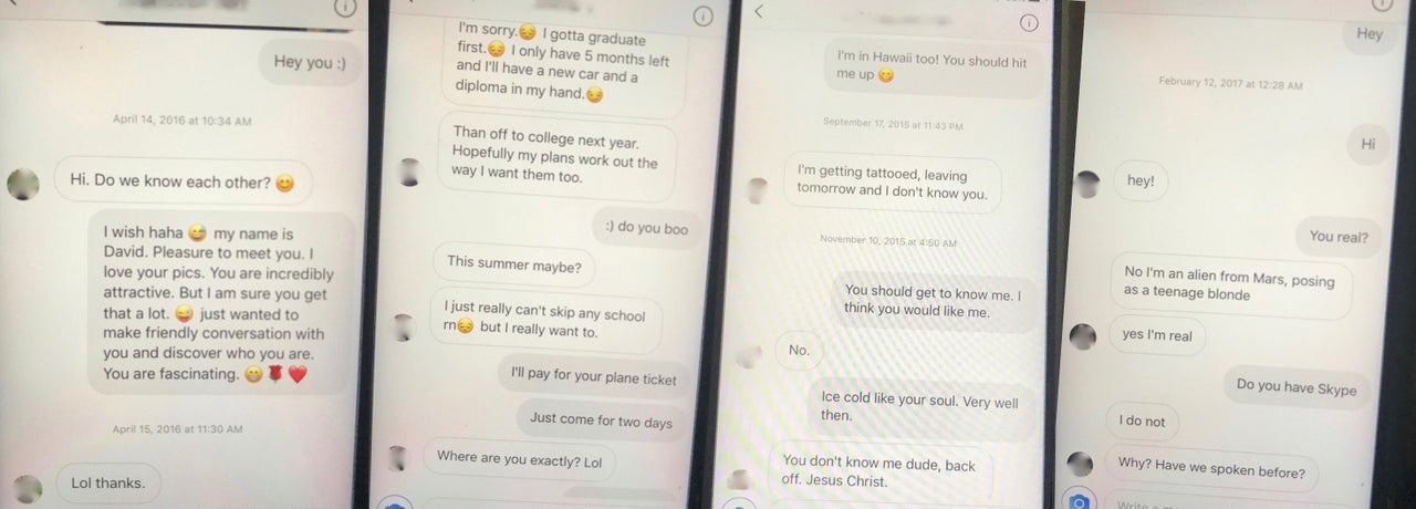 In the above images, provided to HuffPost by one of Torres' former employees, Torres appears to correspond with four separate women on Instagram. (His messages appear on the right side of each conversation.) Torres frequently messaged random girls on social media, his former employee said.