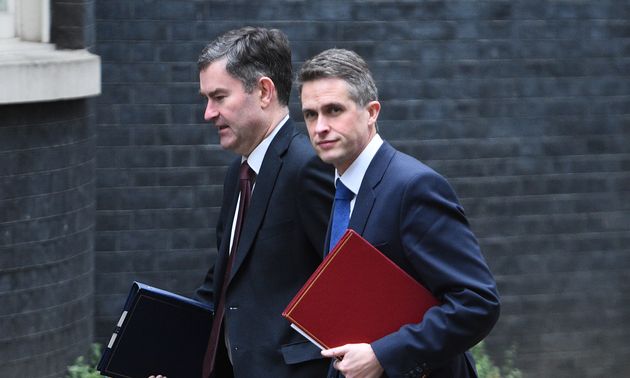 Justice Secretary David Gauke and Defence Secretary Gavin Williamson arrive for the cabinet meeting