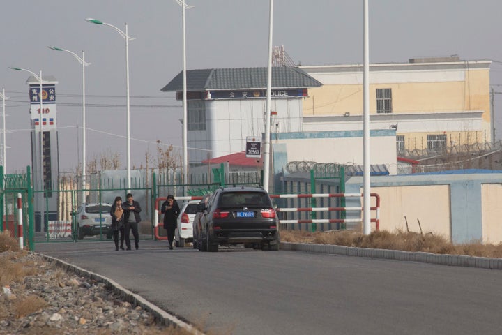 In this Dec. 3, 2018, photo, a police station is seen inside the Artux City Vocational Skills Education Training Service Center at the Kunshan Industrial Park in Artux in western China's Xinjiang region. 