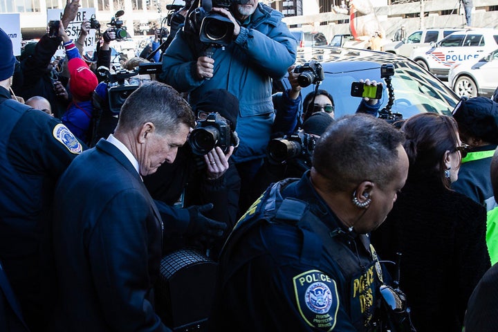 Former White House national security adviser Michael Flynn leaves a Federal Courthouse following a sentencing hearing in Washington, D.C. on Dec. 18, 2018.