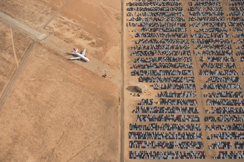 Recalled Volkswagen and Audi cars parked in California’s Mojave Desert.