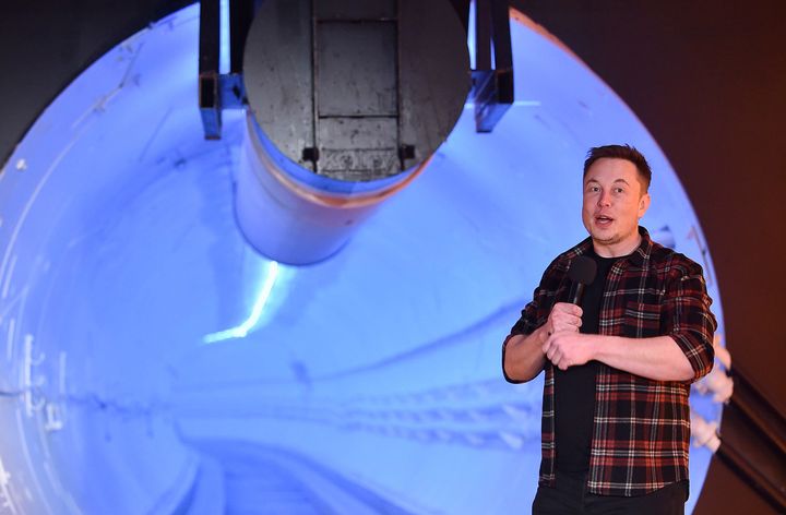 Elon Musk speaks at the unveiling event.