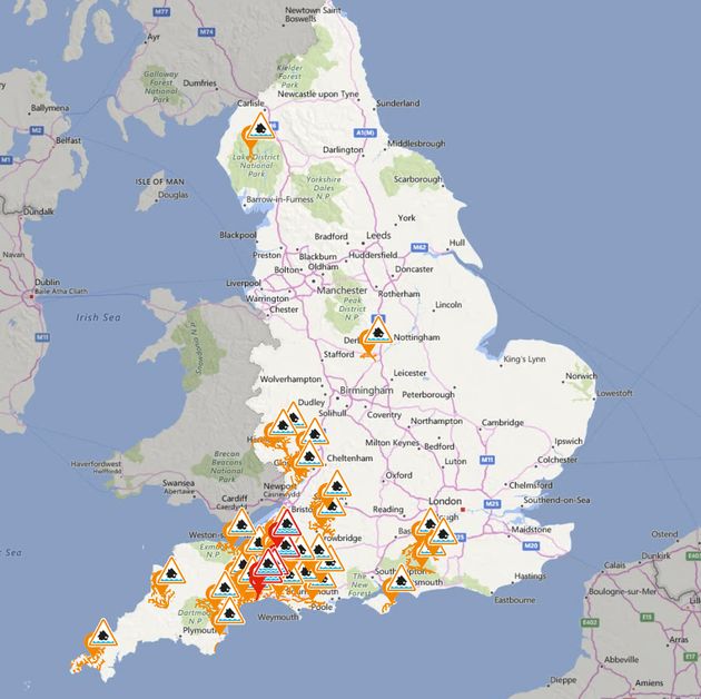 The Environment Agency issued flood alerts and warnings for England on Wednesday.