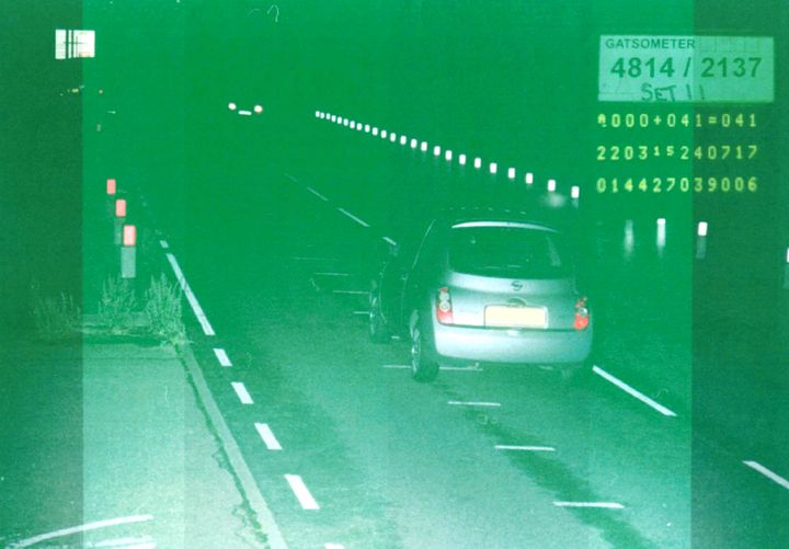 A still taken from a speed camera showing Onasanya's car near Peterborough, Cambs, last July.