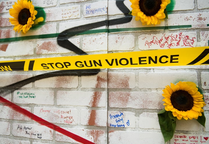 An anti-gun violence display is seen in the months after the Parkland shooting. The NRA took a hit this year amid a new wave of activism in support of stronger gun laws.