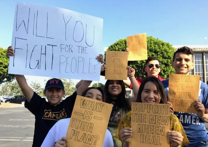 Advocates rally for a Green New Deal.