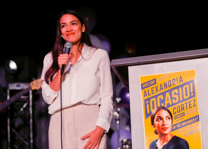 Rep.-elect Alexandria Ocasio-Cortez (D-N.Y.) speaks to supporters in Queens, N.Y., after winning the general election on Nov. 6.