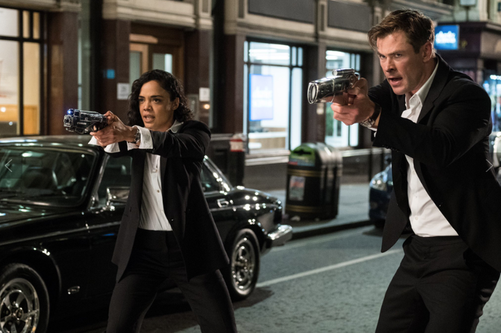 Tessa Thompson and Chris Hemsworth star in "Men In Black International."