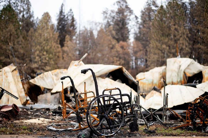 Emergency responders found several wheelchairs and walkers in the remains of Paradise, Calif. after the Camp fire wiped out the town.