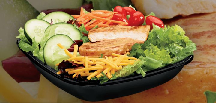 Remove the cheese and black olives to make this Jack In The Box salad healthier.