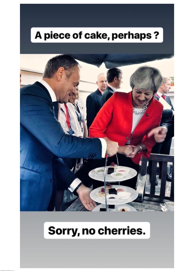 Donald Tusk took Theresa to task on Instagram 