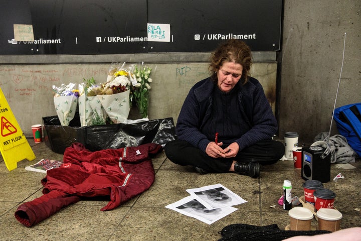 Jamie Leigh sets out a memorial for Gyula Remes, who was found dying outside Parliament