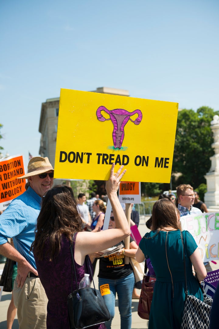 An abortion-rights demonstration in front of the Supreme Court in June. This year, abortion opponents have pushed legislation aimed at drawing lawsuits, with the hope those cases will eventually land in front of the Supreme Court and test Roe v. Wade.