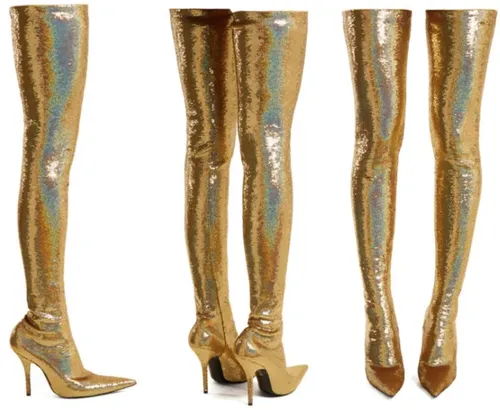 Michelle shops obama thigh high glitter boots