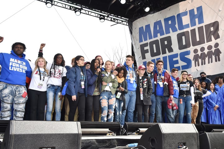 Student organizers address the crowd at the March For Our Lives rally in Washington, D.C. The movement has helped "rectify the structural imbalance that has favored the NRA," said Robert Spitzer, a professor at SUNY Cortland.