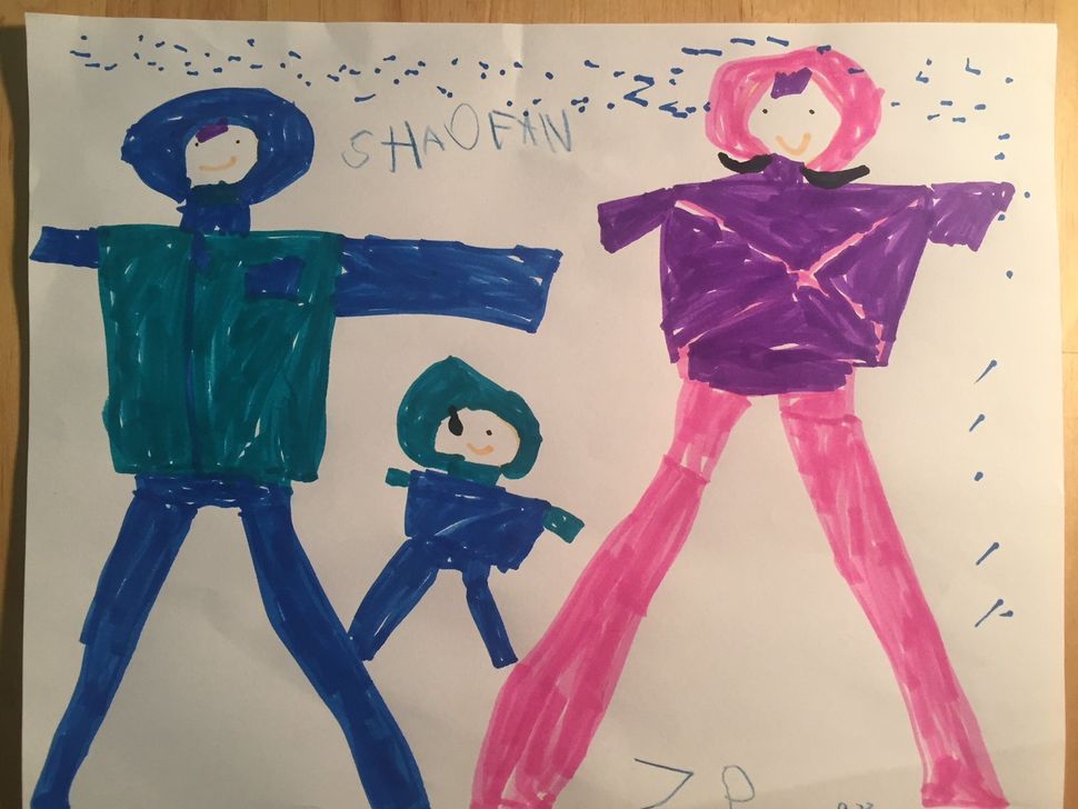Shaofan's drawing of him and his parents.